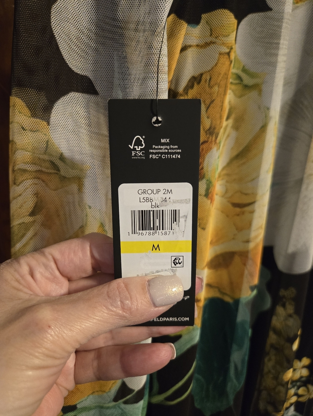 Karl Lagerfeld Black Sheer Dress with Yellow Floral Print- NWT- SIZE MEDIUM - Picture 4 of 4